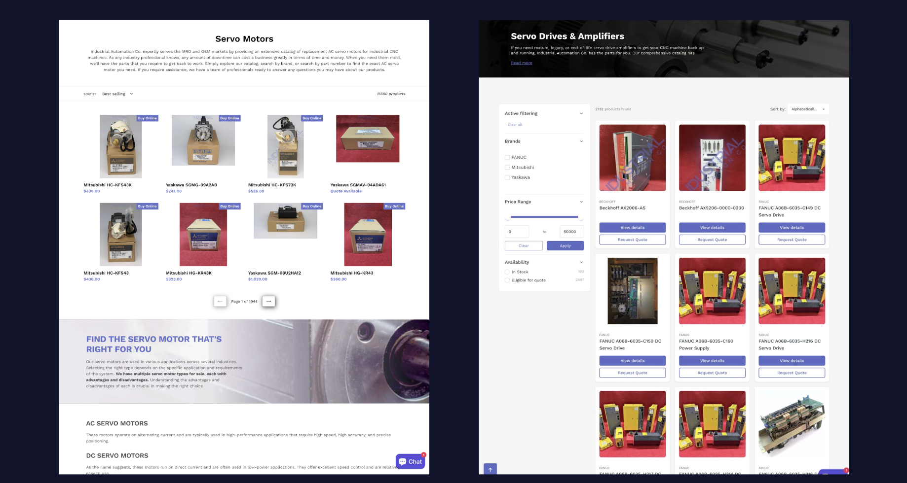 PLP improvements — before and after screenshots of the product listing page redesign